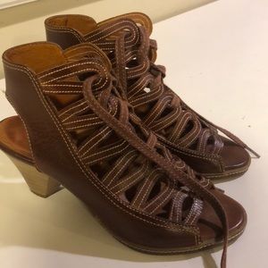 Brown lace up heels